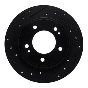 Hyundai Elantra GT Brake Rotor (1) - Rear Left - R1 Concepts - Drilled & Slotted - Black - `17-`25